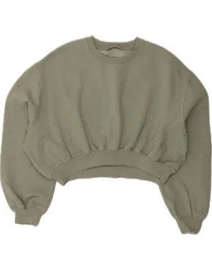 ZARA Womens Oversized Crop Sweatshirt Jumper UK 16 Large Green