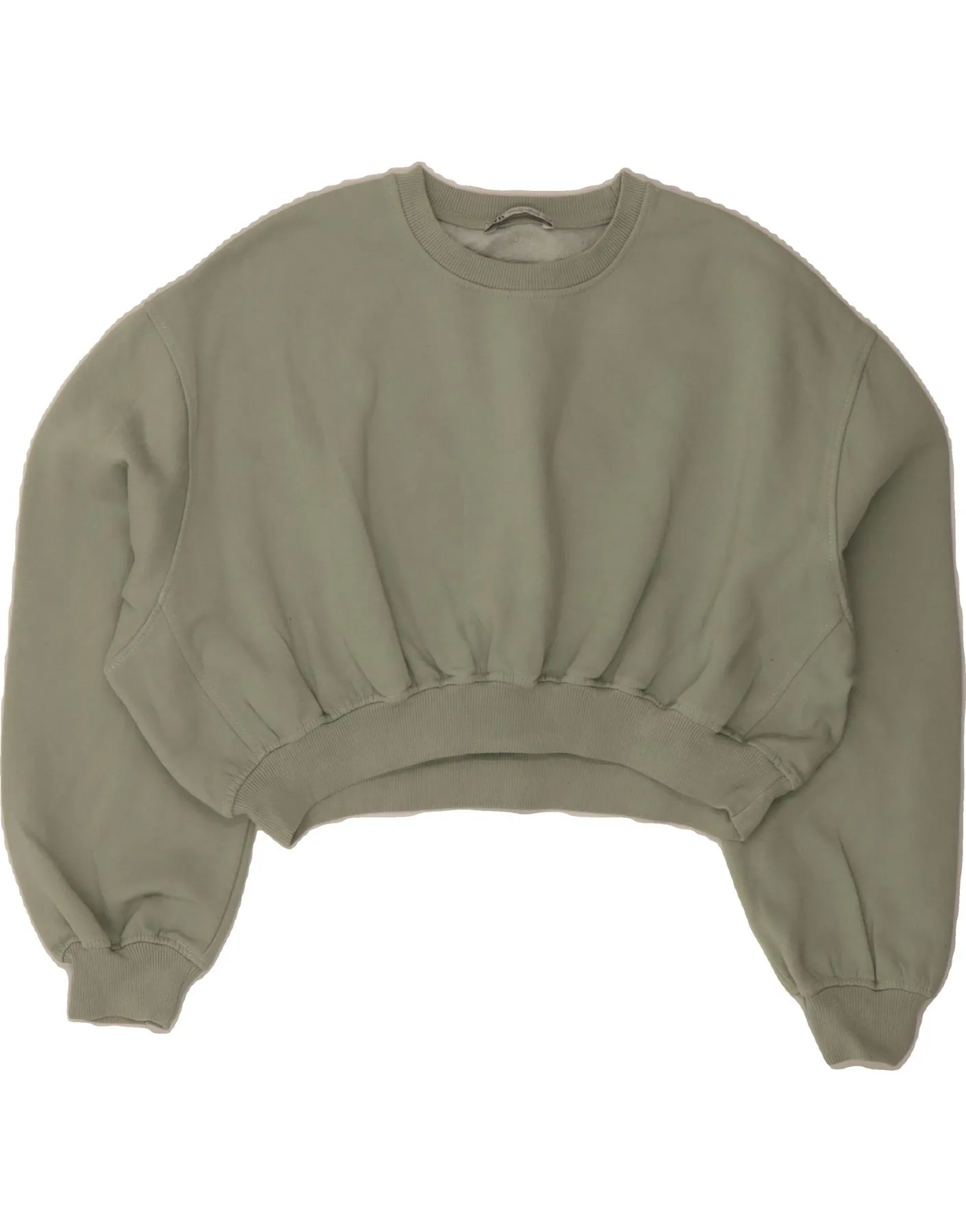 ZARA Womens Oversized Crop Sweatshirt Jumper UK 16 Large Green