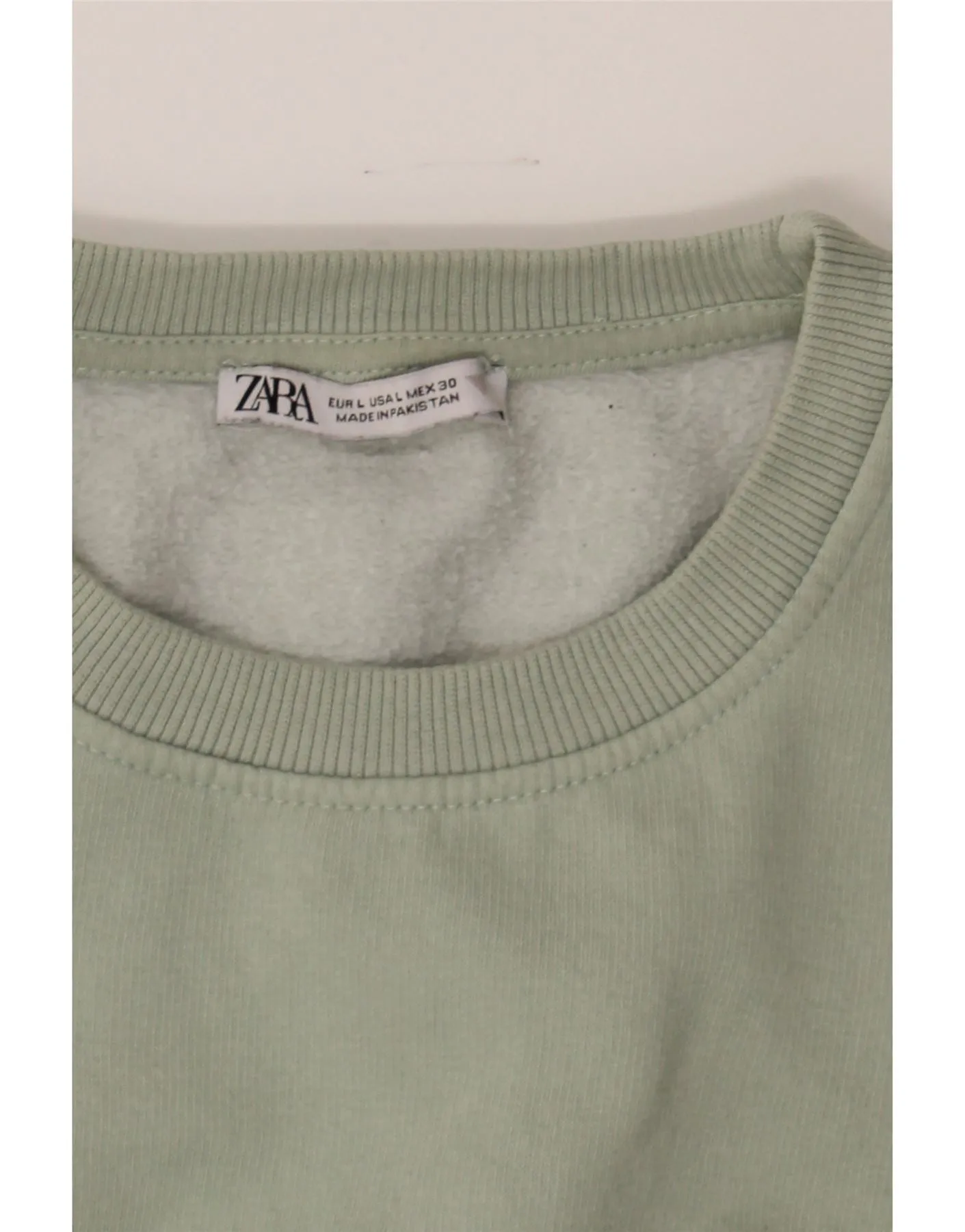 ZARA Womens Oversized Crop Sweatshirt Jumper UK 16 Large Green